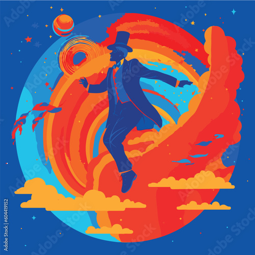 dreamy flying clouds and fantasy, vector illustration