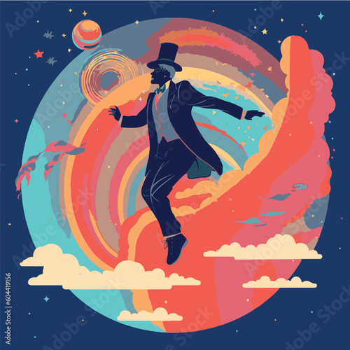 dreamy flying clouds and fantasy, vector illustration