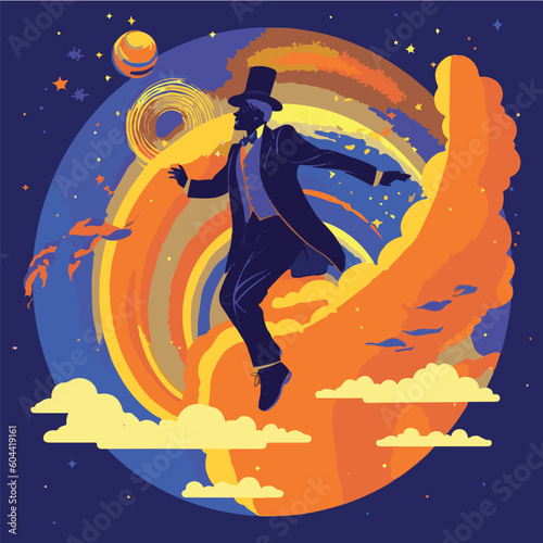 dreamy flying clouds and fantasy, vector illustration