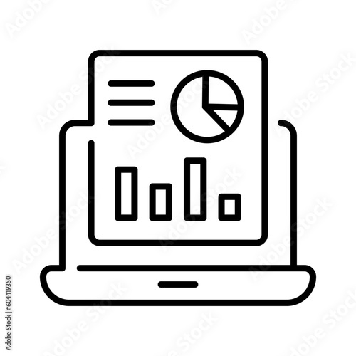 Business report with laptop denoting vector design of online business report