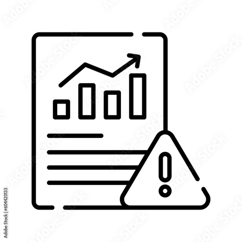 Exclamation mark with data report showing vector of warning report in modern style
