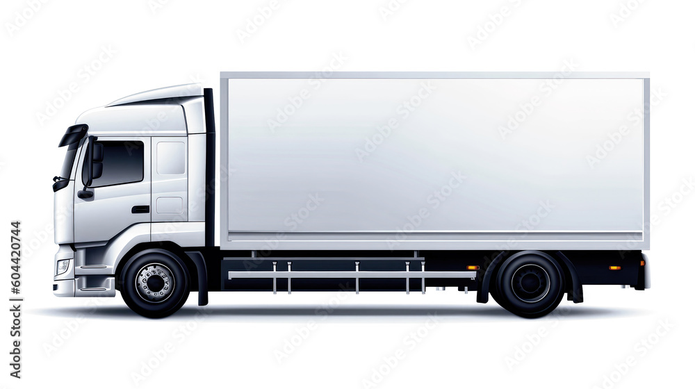 White truck without logos. Copy space. Generative AI. 5 White truck without logos. Copy space. Generative AI. 5