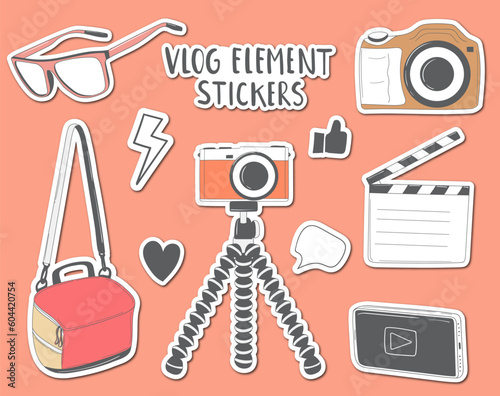 CameraColorful Hand Drawn Vlog Elements Stickers