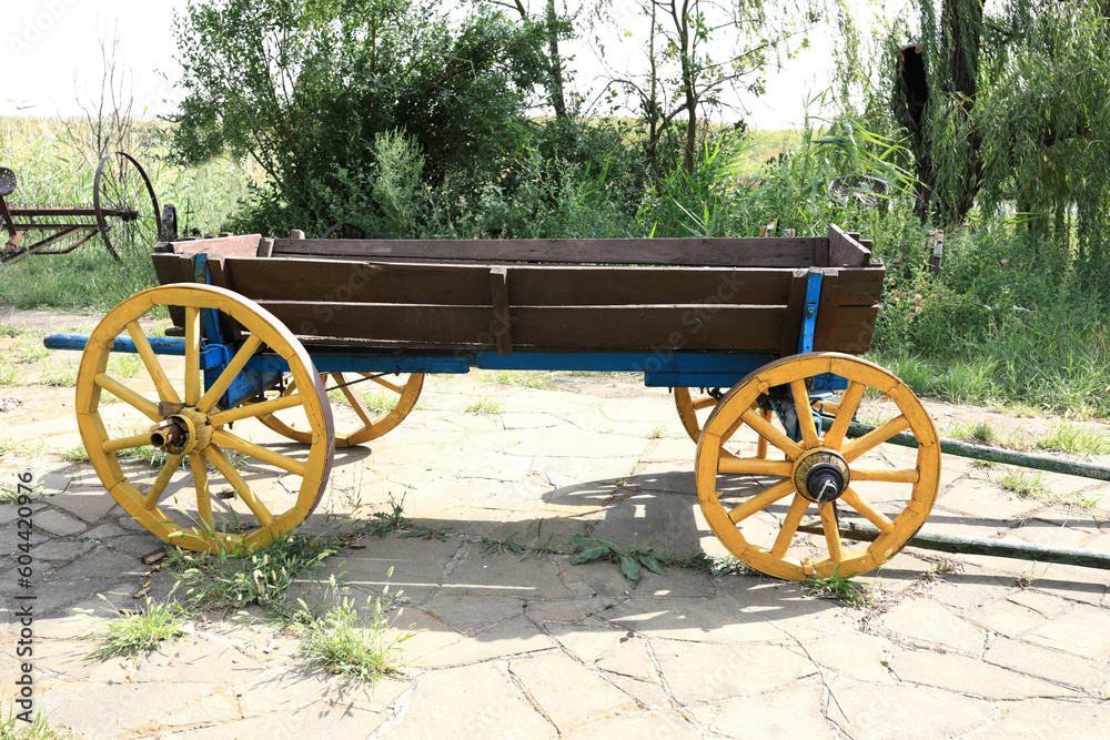 Wooden cart in Cossack village