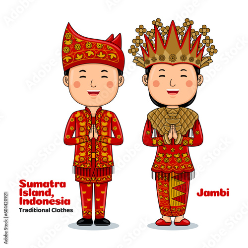 Couple wear Traditional Cloth greetings welcome to Jambi