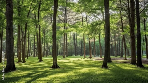 Natural Outdoor Scene with Sunlight and Trees Generative AI