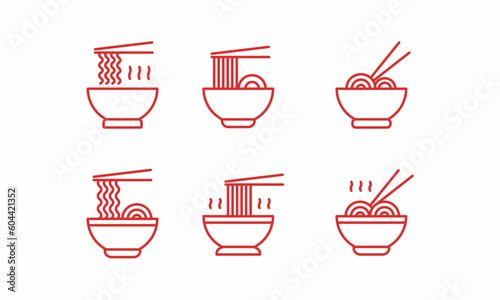 set of ramen noodle vector icon