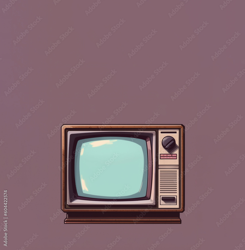 Television screen, vintage technology icon graphic illustration. Generative AI