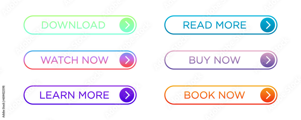 Web button set. Linear gradient buttons set. Vector illustration. Web button set. Linear gradient buttons set. Vector illustration.