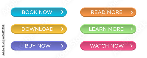 Web button set. Modern material style buttons. Vector illustration.