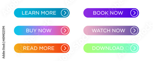 Web button set. Gradient buttons set. Vector illustration.