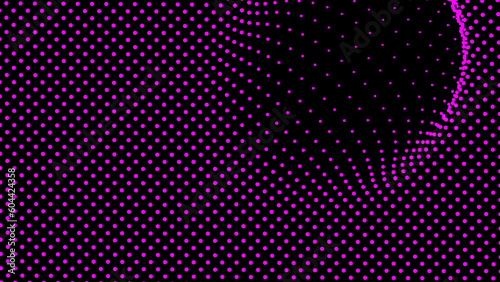 Dome-shaped protrusion part seine by stretching mesh for the illusion three-dimensional deformation of the surface. Screen media video trippy. Mesh LCD display. Scale size different hole space.