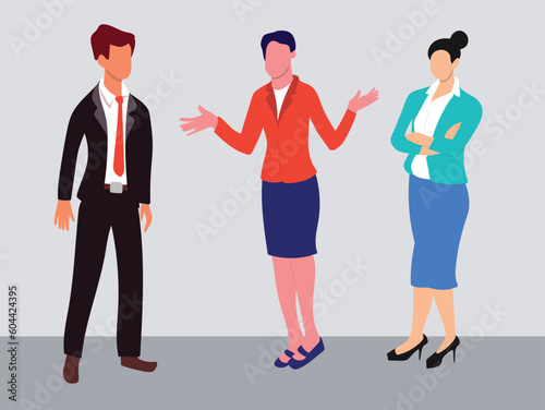 Business man and women collection. Vector illustration of multinational standing cartoon man and women in office outfits. 