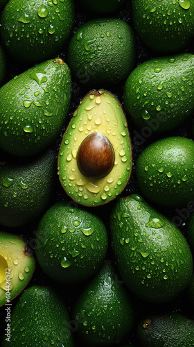 Overhead view of avocado created with Generative AI