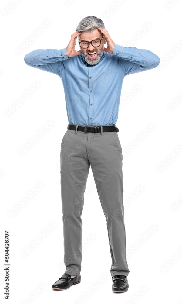 Mature businessman in stylish clothes posing on white background Mature businessman in stylish clothes posing on white background