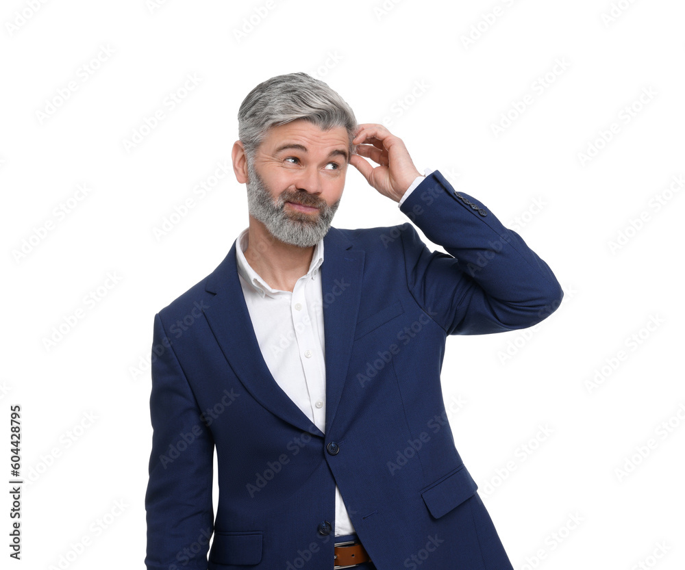 Mature businessman in stylish clothes posing on white background Mature businessman in stylish clothes posing on white background