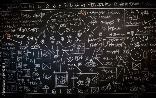 Free photo blackboard inscribed with scientific formulas and calculations, Generative AI