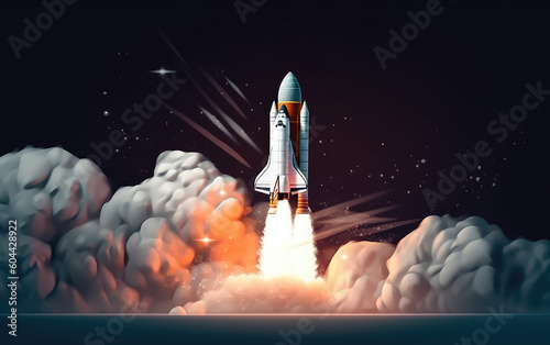Launching space rocket, background, Generative AI