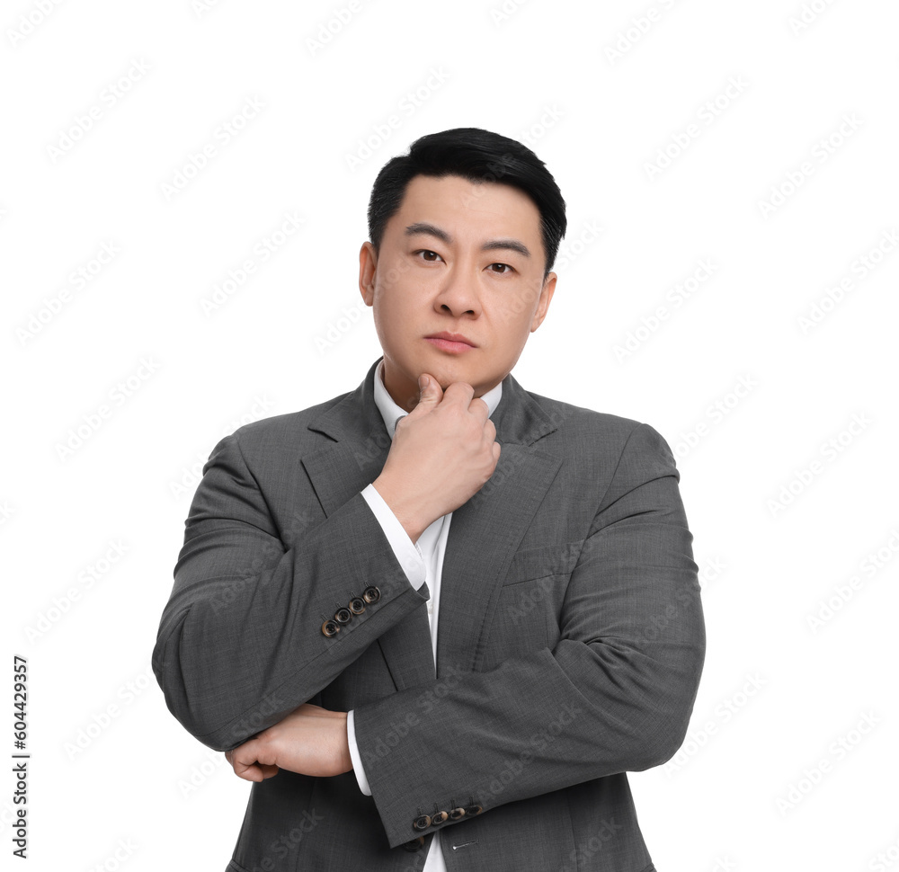 Businessman in suit posing on white background Businessman in suit posing on white background