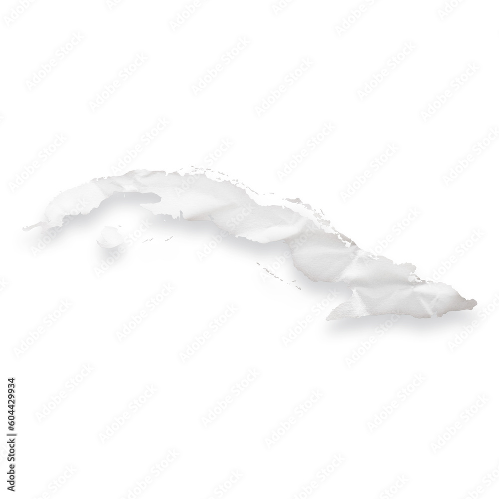 Country map of Cuba as a crumpled paper cut-out isolated on transparent background