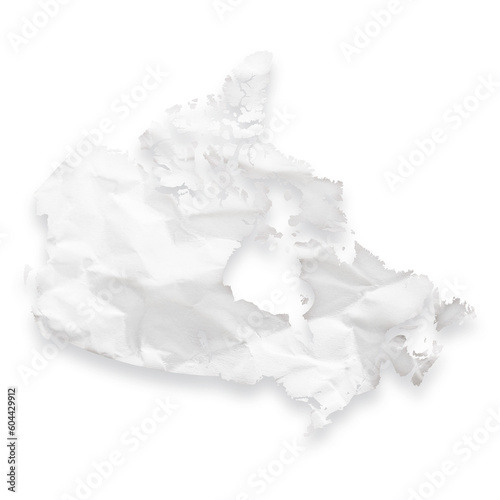 Country map of Canada as a crumpled paper cut-out isolated on transparent background
