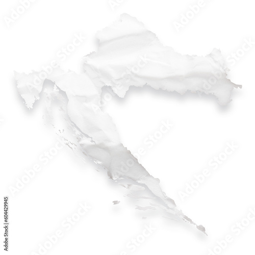 Country map of Croatia as a crumpled paper cut-out isolated on transparent background