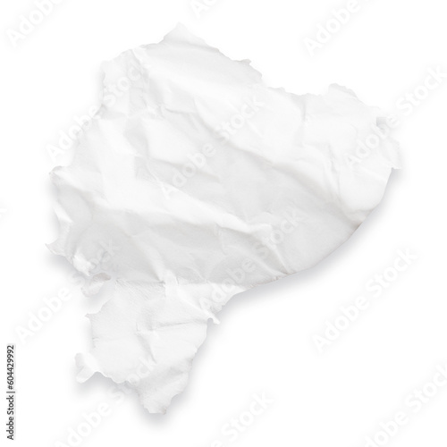 Country map of Ecuador as a crumpled paper cut-out isolated on transparent background