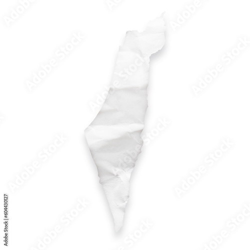 Country map of Israel as a crumpled paper cut-out isolated on transparent background