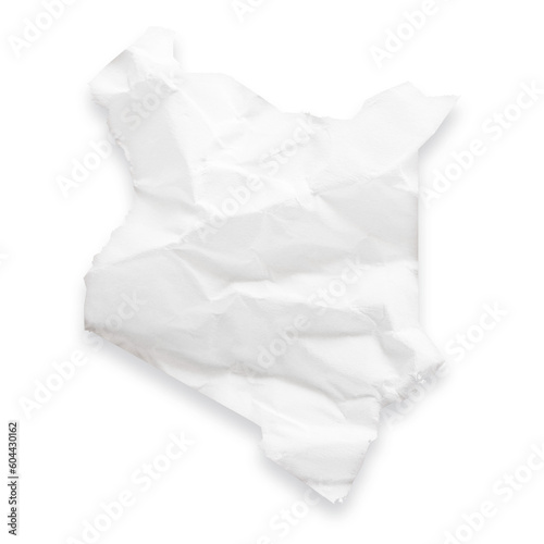 Country map of Kenya as a crumpled paper cut-out isolated on transparent background