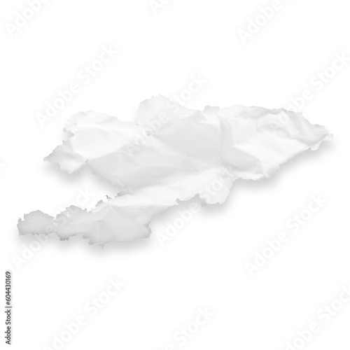 Country map of Kyrgyzstan as a crumpled paper cut-out isolated on transparent background