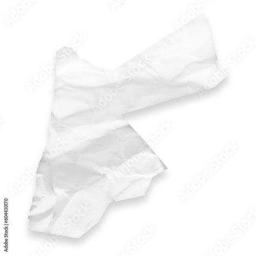 Country map of Jordan as a crumpled paper cut-out isolated on transparent background