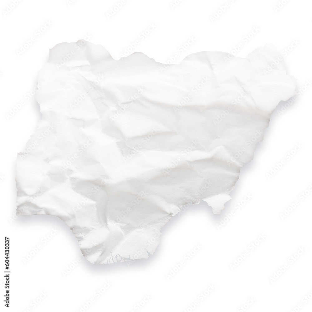 Country map of Nigeria as a crumpled paper cut-out isolated on transparent background Country map of Nigeria as a crumpled paper cut-out isolated on transparent background
