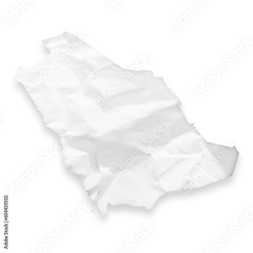Country map of Saudi Arabia as a crumpled paper cut-out isolated on transparent background
