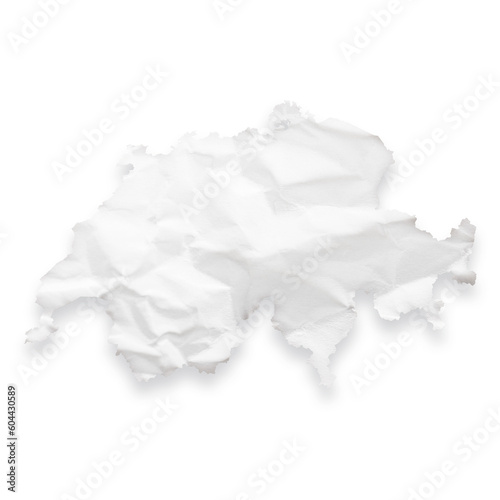 Country map of Switzerland as a crumpled paper cut-out isolated on transparent background