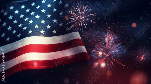 Abstract american flag 4th july for wallpaper design. Abstract firework. Festive background. Template banner.