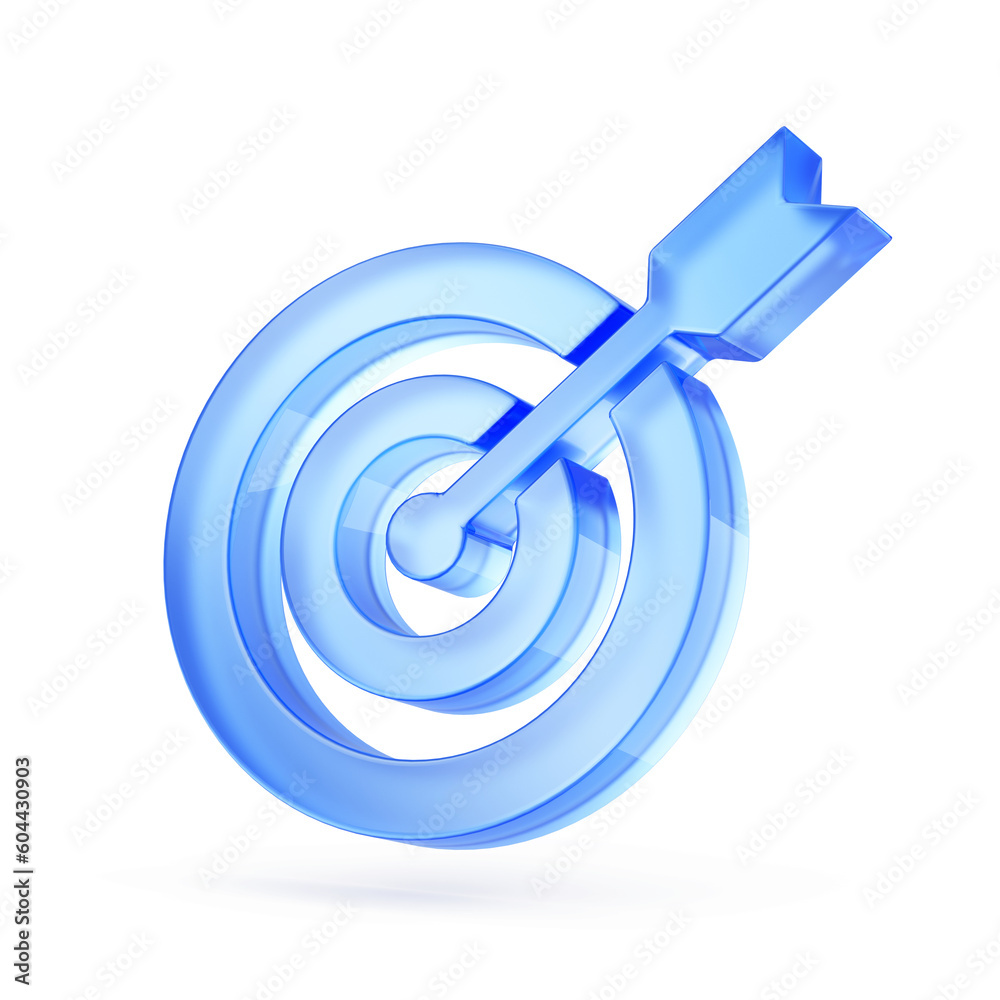 Arrow hit Target 3d icon on white background Arrow hit Target 3d icon on white background
