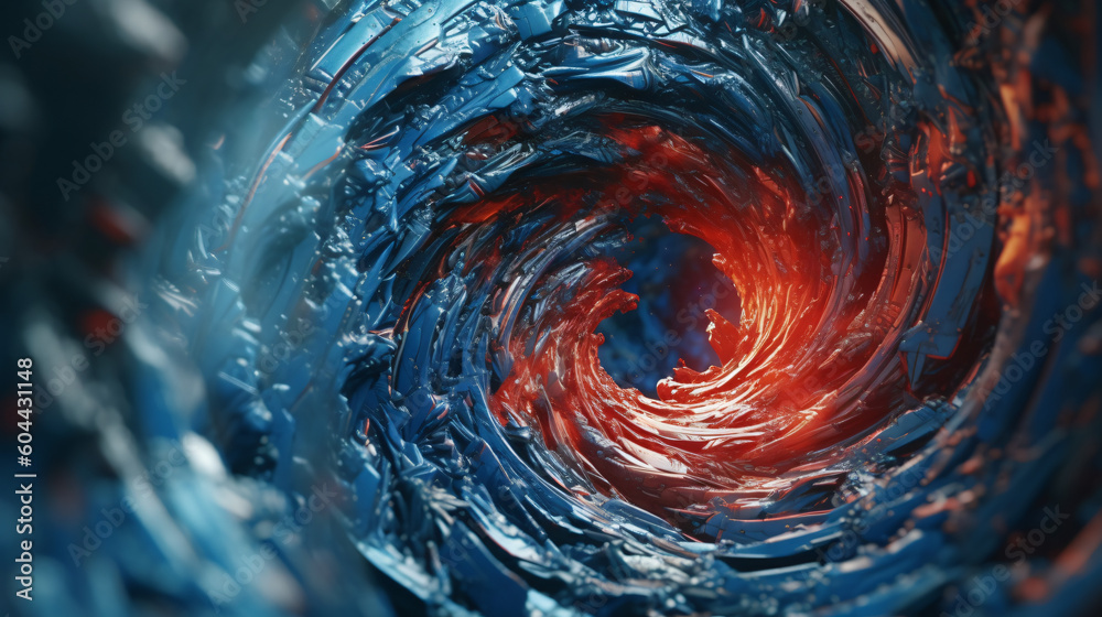 A close up of a red and blue swirl, Generative Ai
