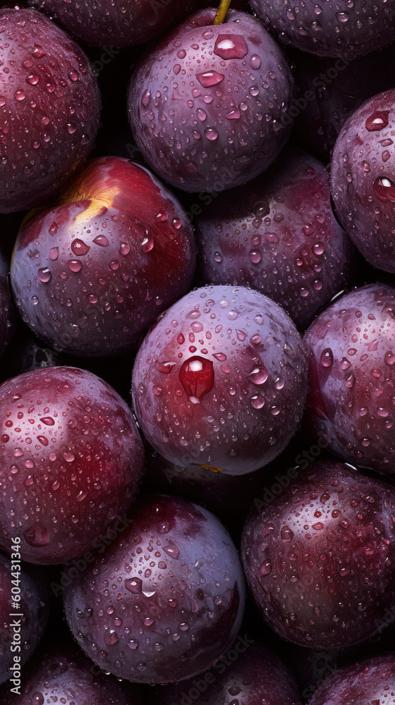Overhead view of plums created with Generative AI Overhead view of plums created with Generative AI