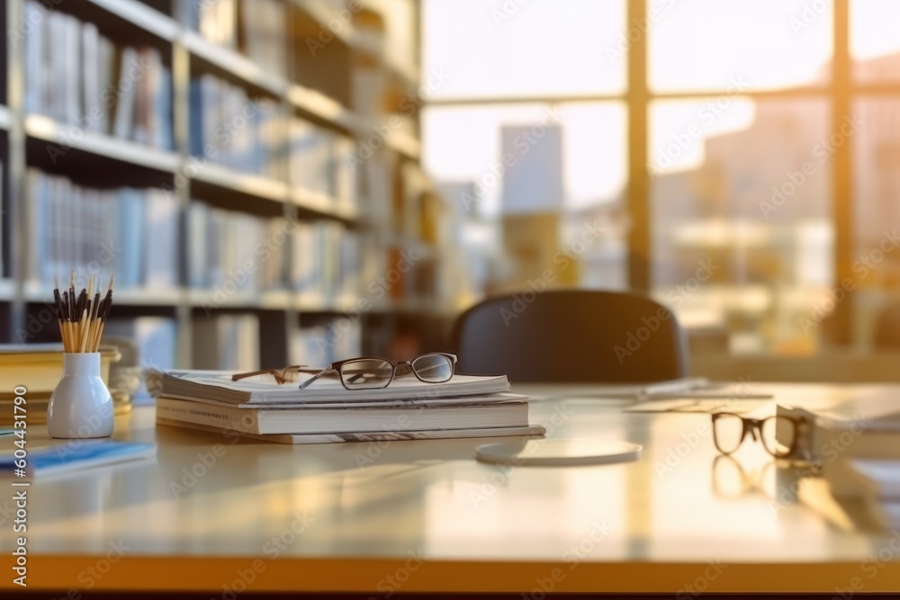 AI Generated Blurred office workspace in the morning view background AI Generated Blurred office workspace in the morning view background