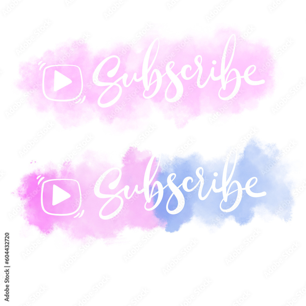 A button of subscribe with watercolor background A button of subscribe with watercolor background