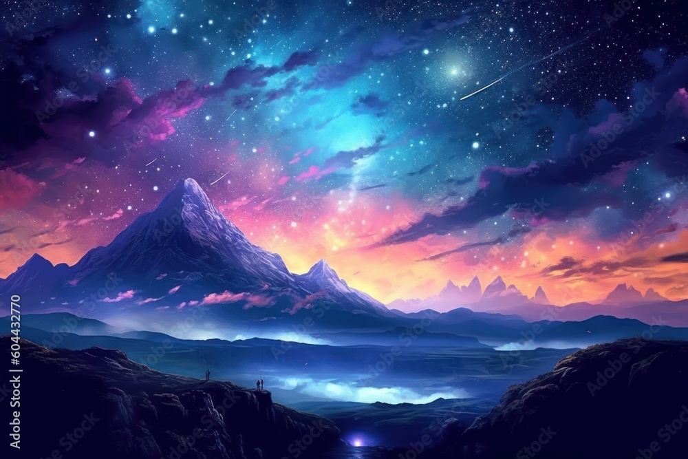 AI Generated Fantasy dark Starry Sky background