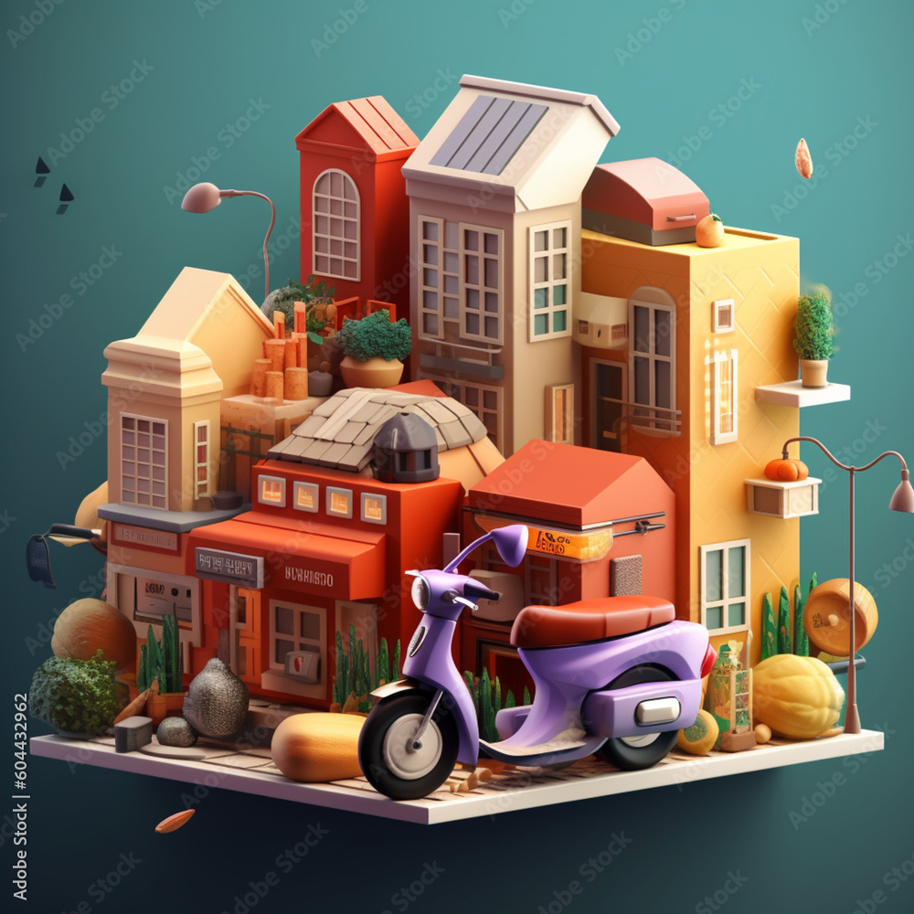 Naklejka premium Background with the concept of food delivery at home. Generative AI.
