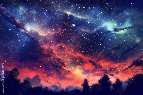 AI Generated Fantasy dark Starry Sky background © NikahGeh
