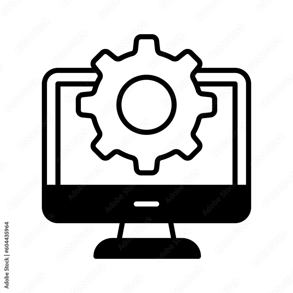 Computer setting vector design in trendy style, system configuration icon Computer setting vector design in trendy style, system configuration icon