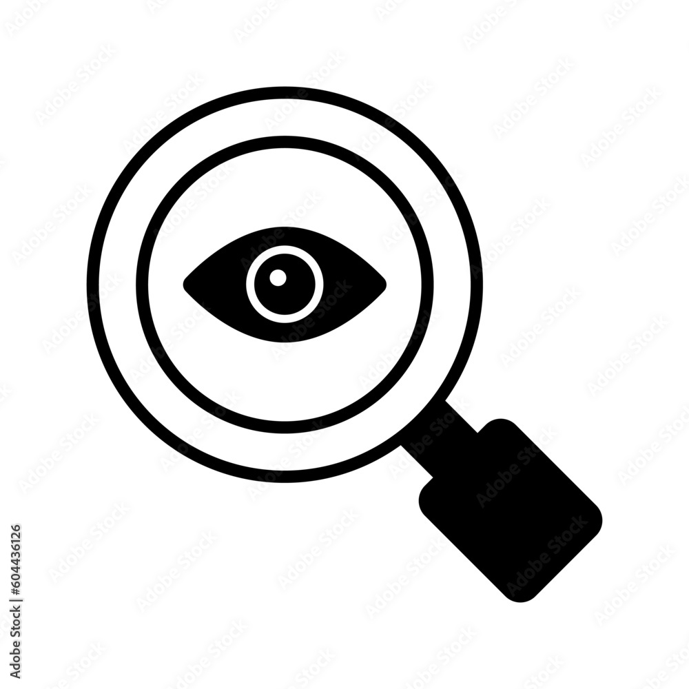 An eye under the magnifier showing concept icon of monitoring in trendy style An eye under the magnifier showing concept icon of monitoring in trendy style