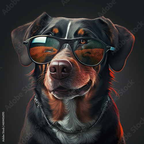 smart dog images with sunglass