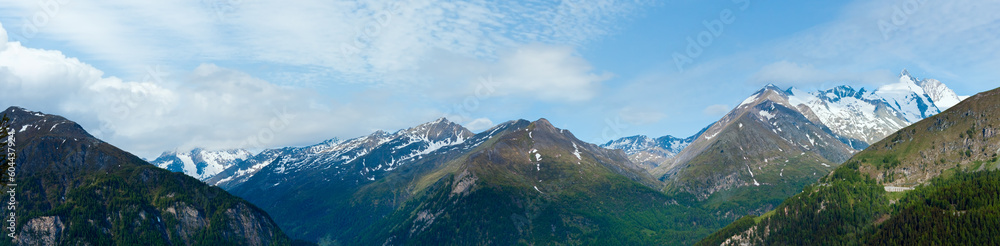Summer (June) Alp mountain tops panorama from Grossglockner High Alpine Road.