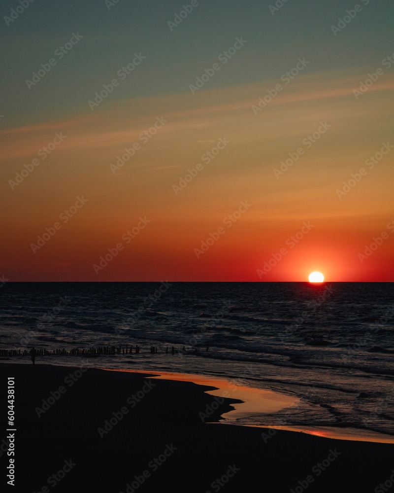 sunset on the beach. baltic sea