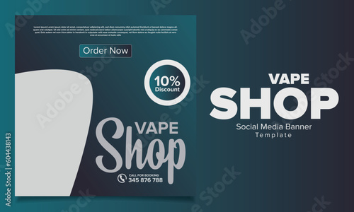 Social media banner for vape shop vector design
