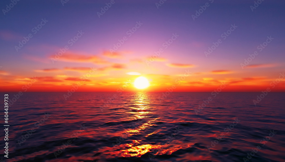 Orange sunset over the sea in the style of a video game